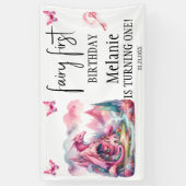 Banderoles Maison rose Fairy Dragon rose Premier anniversaire (Vertical)