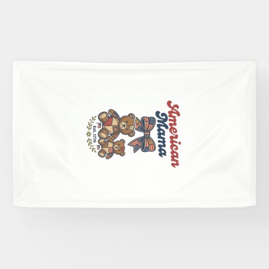 Banderoles Mama Américaine Ours Patriote Patchwork Vector Des (Horizontal)