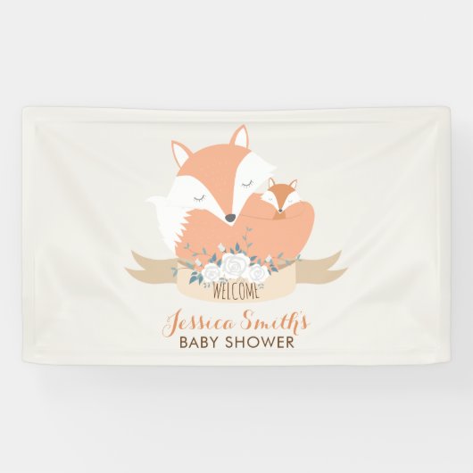Banderoles Maman et bébé Baby shower Red Fox (Horizontal)