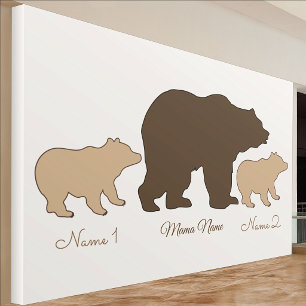Banderoles Maman Ours Personnalisée Avec 2 Noms d'Enfants Cad