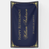 Banderoles Man Retraite Party Marine Blue Gold Élégant Script (Vertical)