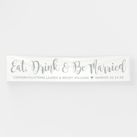 Banderoles Mangez Boire Soyez Marié Moderne Mariage Script Ar (Horizontal)