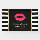 Banderoles Maquillage Artiste Lèvres rouges Moderne Noir Blan (Horizontal)