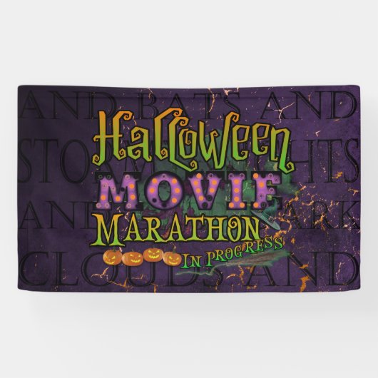 Banderoles Marathon de cinéma d'Halloween en cours Marque (Horizontal)