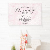 Banderoles Marble Abstract Pink Wedding Script Black  (Insitu)