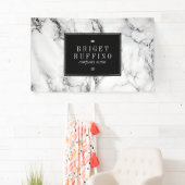 Banderoles Marbre blanc Avec Grain Noir (En situation)