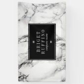 Banderoles Marbre blanc Avec Grain Noir (Vertical)