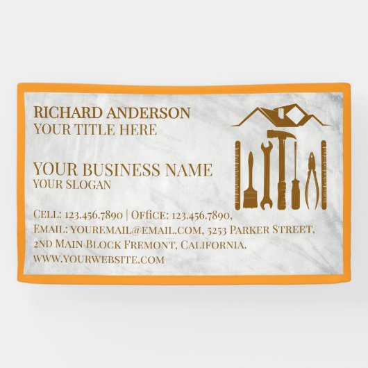 Banderoles Marbre blanc moderne Handyman Auto Réparation méca (Horizontal)