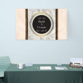 Banderoles Marbre Faux Taupe avec Mariage noir et or (Salon professionnel)