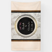 Banderoles Marbre Faux Taupe avec Mariage noir et or (Vertical)