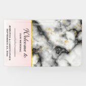 Banderoles Marbre gris lisse moderne avec Mariage à ruban or (Horizontal)