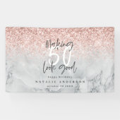 Banderoles Marbre parties scintillant rose pour 50 ans (Horizontal)