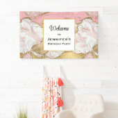 Banderoles Marbre rose or Rose de luxe Design Anniversaire (En situation)