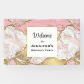 Banderoles Marbre rose or Rose de luxe Design Anniversaire (Horizontal)