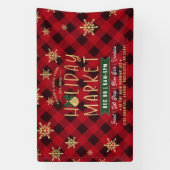Banderoles Marché de vacances Red Plaid Gold (Verticale)