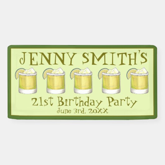 Banderoles Margarita Cocktail 21e Anniversaire Bachelorette (Horizontal)