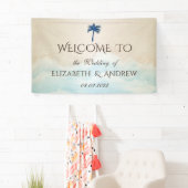 Banderoles Mariage à la Palmeraie de Plage Tropicale Brillant (En situation)