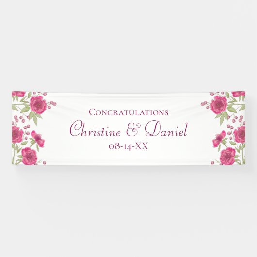 Banderoles Mariage à la Rose Rose Clair (Horizontal)