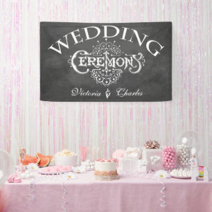 Banderoles Mariage à la typographie vintage sur tableau noir