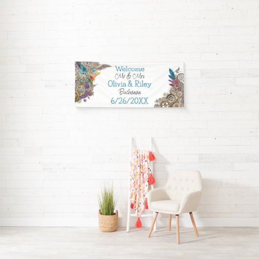 Banderoles Mariage à thème Steampunk (En situation)