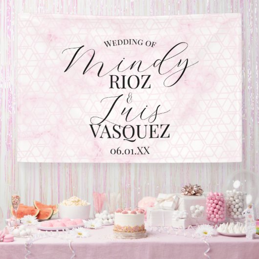 Banderoles Mariage Abstrait Rose Script Noir (Fête)
