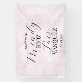 Banderoles Mariage Abstrait Rose Script Noir (Verticale)