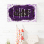 Banderoles Mariage Amethyst Purple & Silver Geode Bienvenue (En situation)
