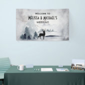 Banderoles Mariage aquarelle gris rustique de renne d'hiver (Salon professionnel)