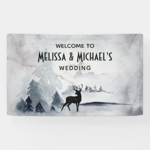 Banderoles Mariage aquarelle gris rustique de renne d'hiver