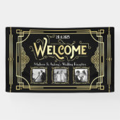 Banderoles Mariage Art déco Gold Black Gatsby Photo Bienvenue (Horizontal)