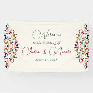Banderoles Mariage Artistique Botanique Floral Paisley Luxueu