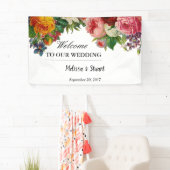 Banderoles Mariage bienvenu de fleurs rustiques d'aquarelle (En situation)