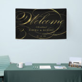 Banderoles Mariage Bienvenue Élégant Faux Foil Gold Script (Salon professionnel)