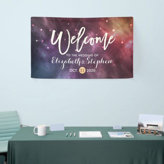 Banderoles Mariage Bienvenue Galaxy Stars Nebula Constellatio (Salon professionnel)