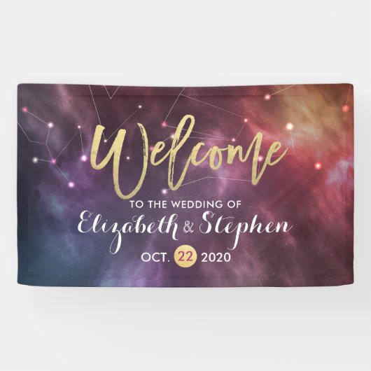 Banderoles Mariage Bienvenue Galaxy Stars Nebula Constellatio (Horizontal)