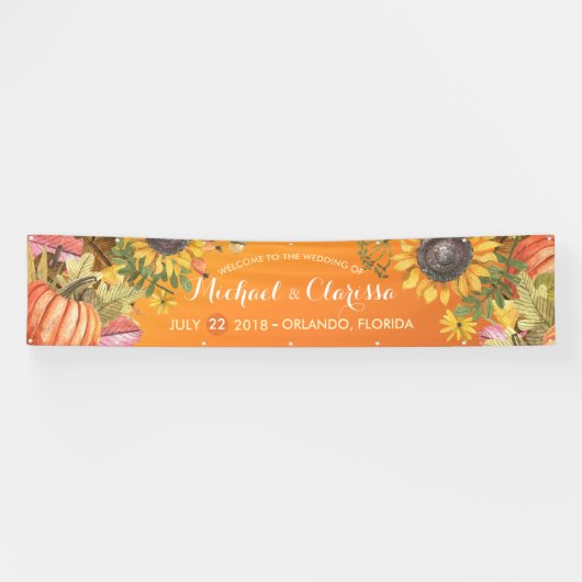 Banderoles Mariage Bienvenue Maple Feuilles Citrouilles Sunfl (Horizontal)