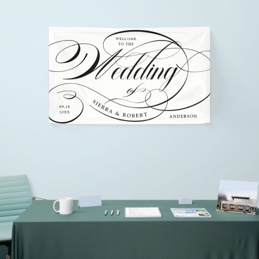 Banderoles Mariage Bienvenue Script élégant avec texte courbe (Salon professionnel)
