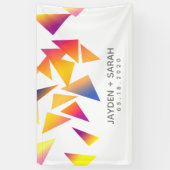 Banderoles Mariage blanc de confettis multicolores pastel (Vertical)