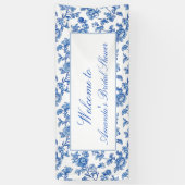 Banderoles Mariage Blanc et Bleu Chinoiserie  (Vertical)