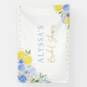 Banderoles Mariage Blanc Fleur Bleue Citron Squeeze (Verticale)