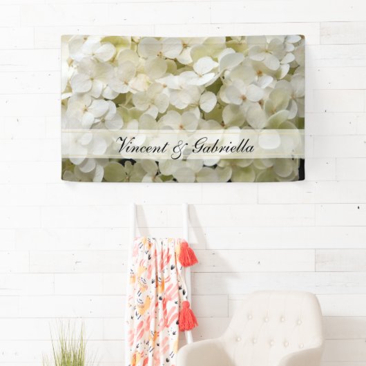 Banderoles Mariage blanc Hydrangea (En situation)