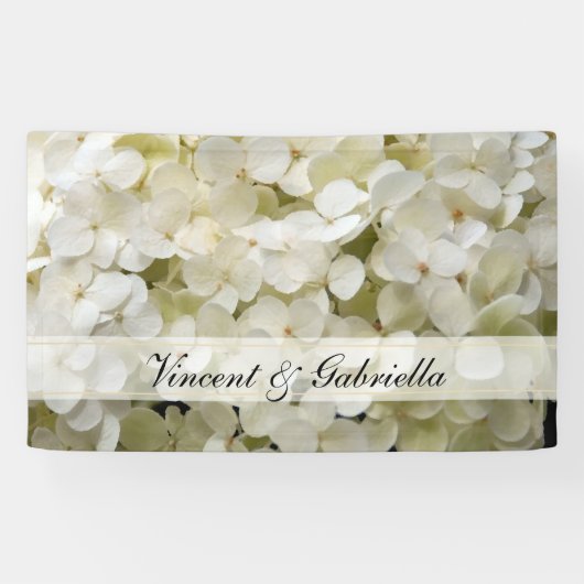 Banderoles Mariage blanc Hydrangea (Horizontal)