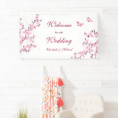 Banderoles Mariage blanc rose Fleurs de cerisiers (En situation)