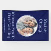 Banderoles Mariage bleu marine Affiche de bienvenue Couple Ph (Horizontal)