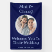 Banderoles Mariage bleu marine Affiche de bienvenue Couple Ph (Verticale)