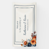 Banderoles Mariage bleu marine moderne et orange brûlé (Verticale)