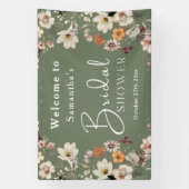 Banderoles Mariage Bohème Fleur de Champ Rustique Vert Sauge (Verticale)