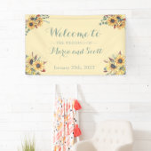 Banderoles Mariage botanique de tournesol rustique (En situation)