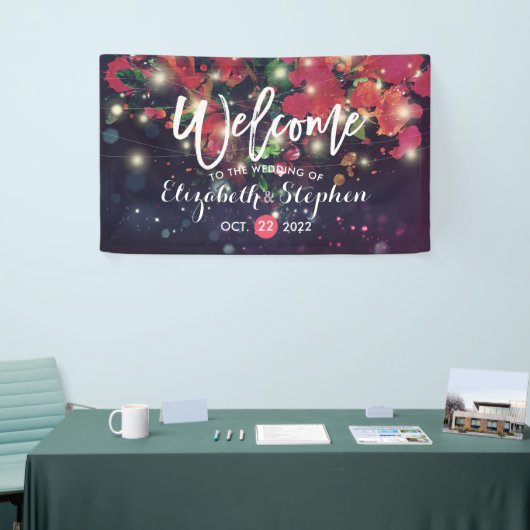 Banderoles Mariage Bourgogne Floral Purple String Script (Salon professionnel)