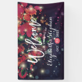 Banderoles Mariage Bourgogne Floral Purple String Script (Vertical)